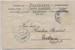 Präge Künstler-AK Frau mit Hut und Fecher Blume Goldrand Jugendstil 1901